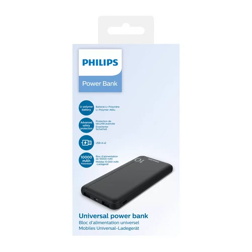 Power Bank PHILIPS 10000mAh DLP1812PB bateria de backup USB-C PD 20W USB-A QC 18W - Imagem 2 de 2