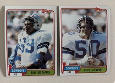 D.D. Lewis 1981 Topps #134 AND Billie Joe Dupree #393 - Dallas Cowboys  2 Cards!