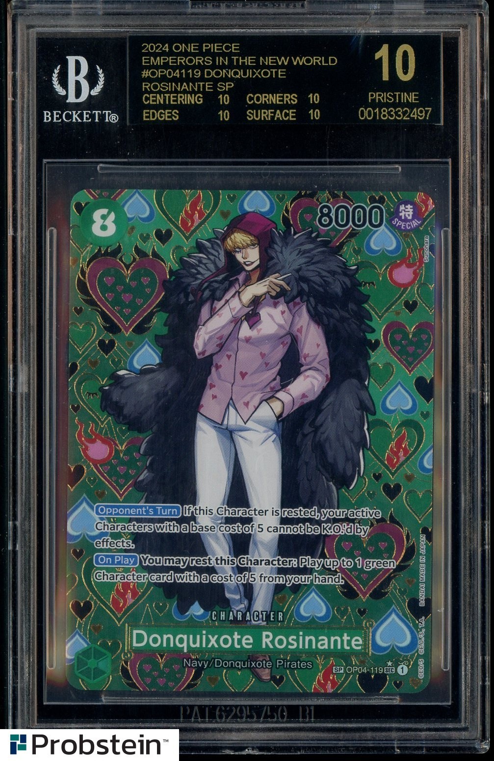 2024 One Piece Emperors/World OP04119 Donquixote Rosinante SP BGS 10 BLACK LABEL view 1