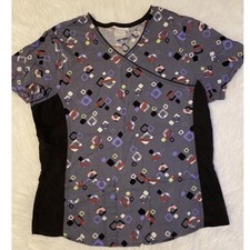 Scrubstar Scrub Top Womens Size Medium Gray Pull Over V Neck Shirt