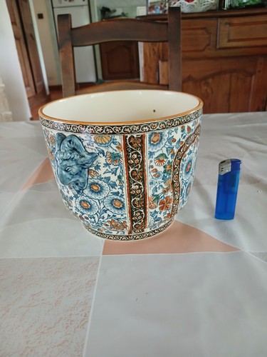 ANCIEN FAÏENCE CACHE POT GIEN