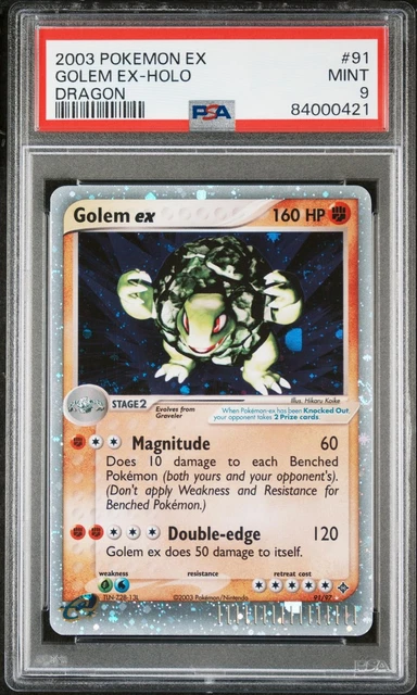 2003 POKEMON EX Golem ex Dragon PARTIAL SWIRL RIGHT BOARDER #91/97 PSA 9