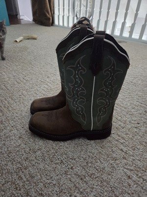 Justin Women's Raya  Distressed Brown square Toe Western size 10 Mid-Calf Boots