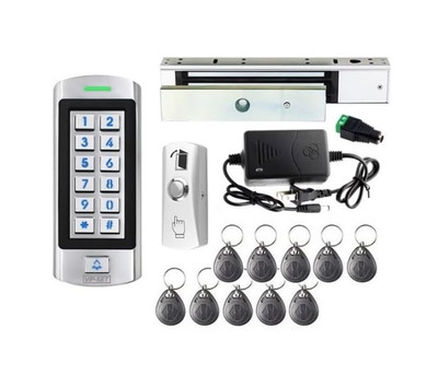 Kit de control de acceso con cerradura magnética 300 kg, teclado RFID y 10 llave