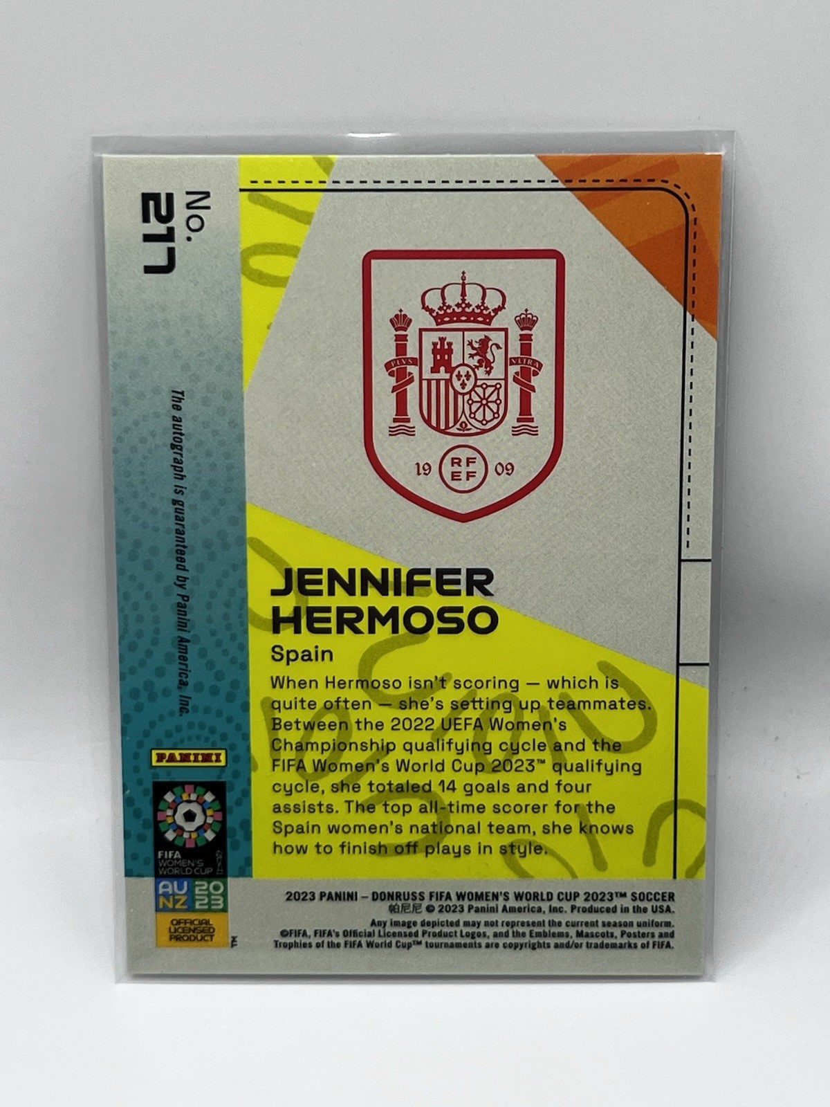 2023 Donruss Women's World Cup Base SP Autographs Silver Jennifer Hermoso #217 view 3