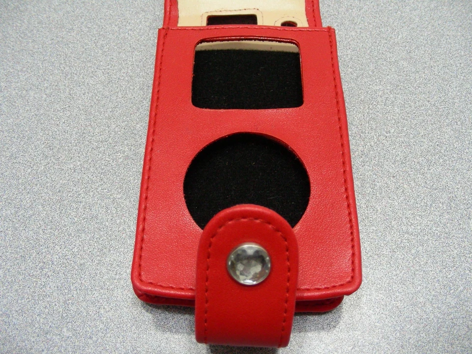 ¡Funda de cuero sintético roja para iPods clásicos con rueda de clic sin video! Foto 3 de 4