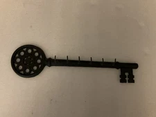 Vintage Black Cast Iron, Skeleton Key Rack, Wall Mount 6 Hook, 13.5”
