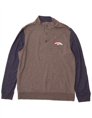 NFL Herren Denver Broncos Sweatshirt Pullover Large Grau Colourblock BI06