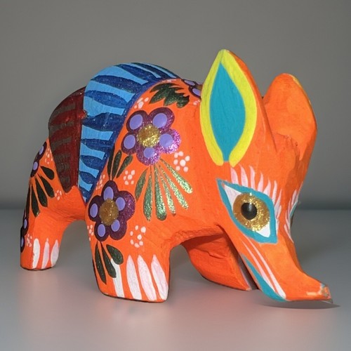 Alebrije ARMADILLO Mexican Folk Art Hand Painted 2.25” Wood Carving Oaxaca Neon - Picture 2 of 9