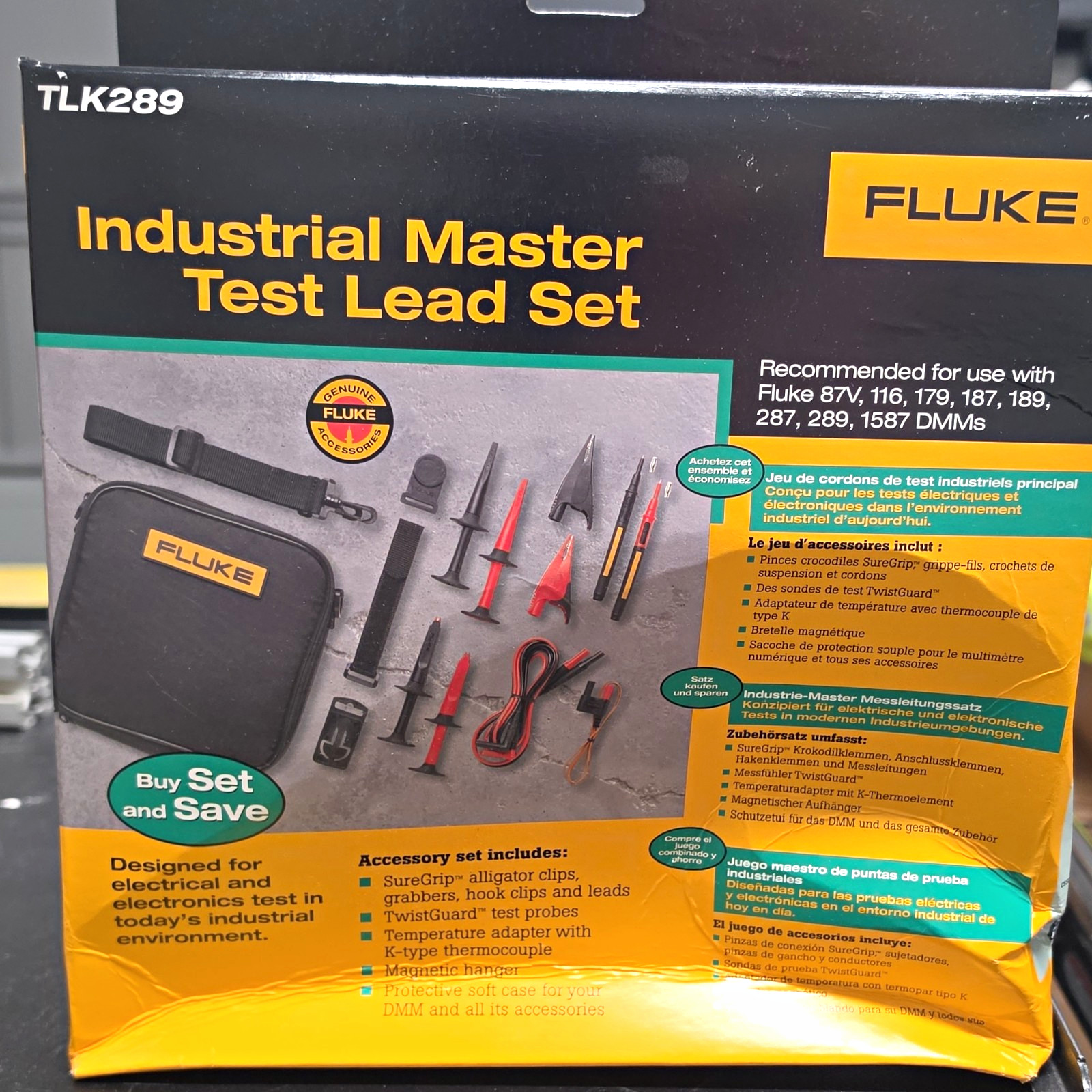 Fluke TLK289 Industrial Master Test Lead Set 1000V 10A 5ft Silicone