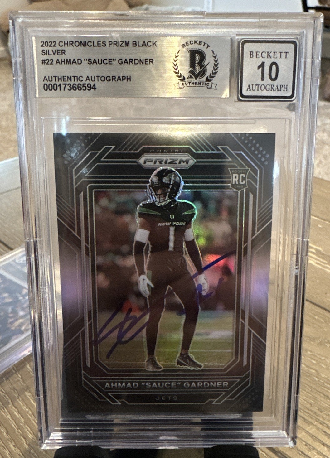 2022 Chronicles Ahmad "Sauce" Gardner Prizm Black Rookie Auto RC #PB-22 PSA 10