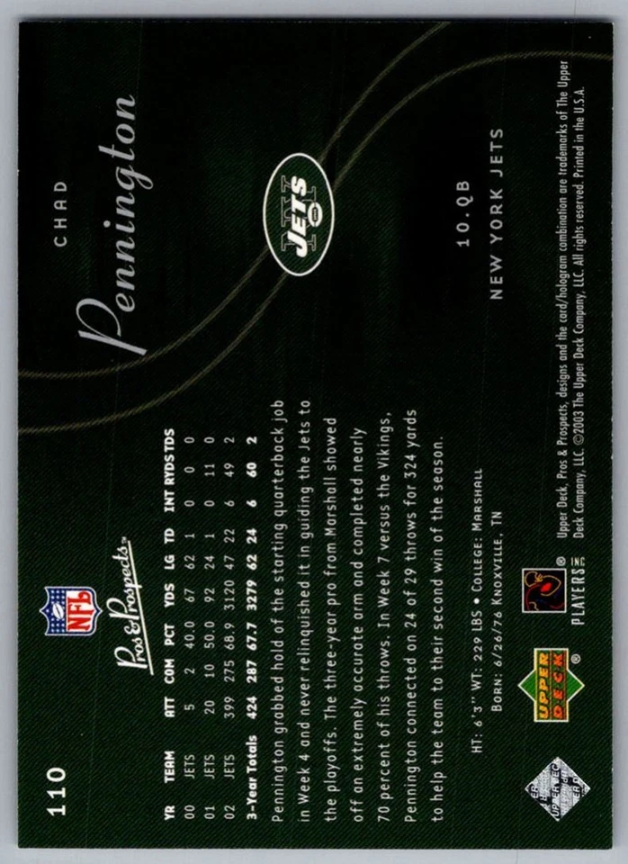 2004 Upper Deck Diamond Collection All-Star Lineup J.P. Losman Rookie Buffalo - Image 2 of 2