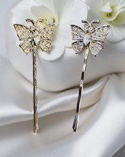 Rhinestone butterfly hair pins