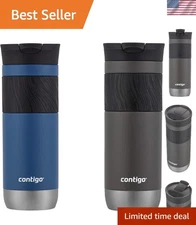 Byron Vacuum-Insulated Stainless Steel Travel Mug with Leak-Proof Lid, Reusab...