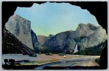 Postcard Yosemite California CA Tunnel View Cars Mountains 1950s View