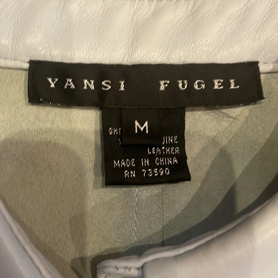 Yansi Fugel Azul Pálido Beni Use Cuero Chaqueta Chaqueta Talla Mediana Foto 3 de 4