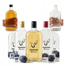 Klassische Glasflaschen 500 ml &bdquo;Hausgemachter Pflaumenbrand, Moonshine, Wodka&ldquo;