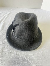 Men's Hat: Fedora, Gray, 100% Wool Felt, David & Young W/Cording, Feather, NWT!