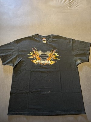 Harley Davidson Auf Einem Hanes Beefy Tag XXL Distressed 2000er Vintage