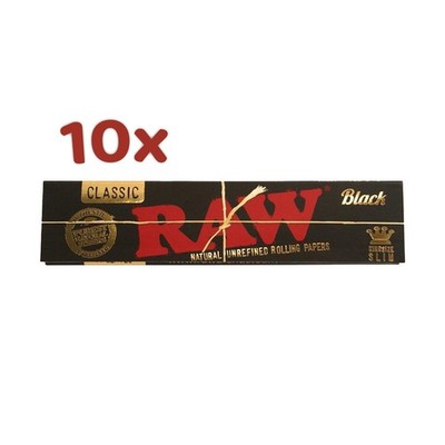 RAW Classic King Size BLACK Slim Papers 10x 32 Blättchen