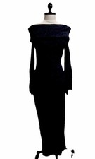 Boohoo Fluffy Bardot Black Bodycon Maxi Women’s Medium NWT