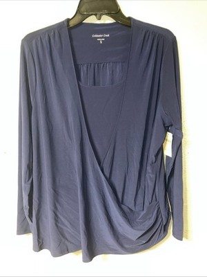 Coldwater Creek Women s XL 16 Divine Duet Top Blue NWT Pullover Long Sleeve