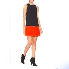 Alice + Olivia Dorma Colorblock ShiftDress Black Poppy A Line Mini Dress XS