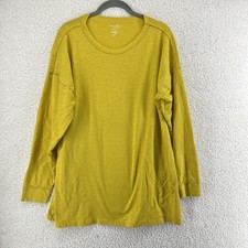 Natural Life Hang Around Cotton Tunic Yellow Slub Women's Size Medium Lagenlook