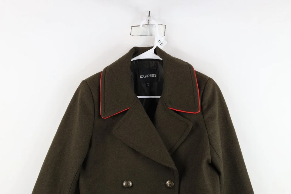 Chaqueta chaquetón vintage Y2K Express para mujer pequeña de doble botonadura estilo militar Foto 2 de 4