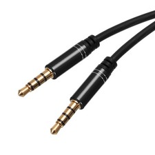 3.5mm TRRS Aux Cable Male to Male Auxiliary Audio Headphone Cord 10ft Black