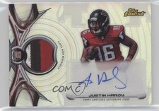 2015 Topps Finest Rookie Refractor Justin Hardy #RRAP-JHA Patch Auto 1m8