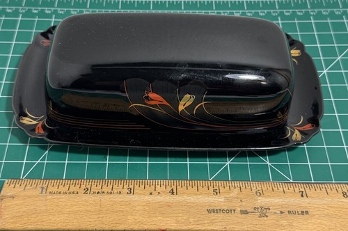 Gallery Collection Floral Butter Dish Rare By Ranmaru Japan Black - Picture 7 of 9