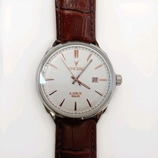 Vincero Kairos Watch White Dial Brown Leather Band 42mm
