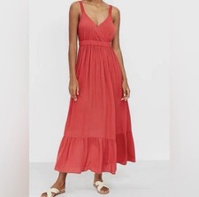 Lush Ruffle Maxi Summer Dress | Coral | Size Small