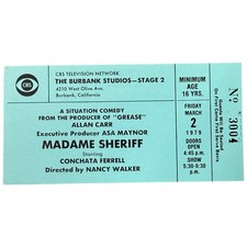 Vtg 1979 Madame Sheriff TV Studio Audience Ticket CBS Unaired Pilot March 2nd