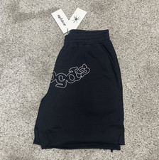 sp5der Mens Black Solid Sweat Shorts Logo Acc...
