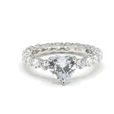 Heart Ring with Cubic Zirconia Elegant  Sparkling Jewelry for Women Size 7