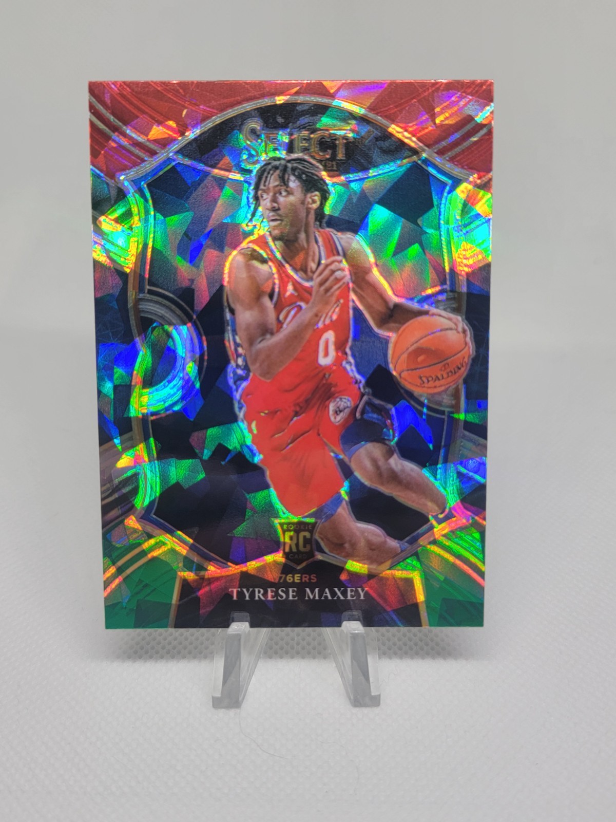 2020-21 Panini Select - Concourse Tyrese Maxey #81 Red White Green Cracked...