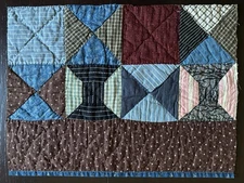 Antique Cutter Quilt Piece early 1900’s Bow Tie Rich Dark Colors 14.5” X 19”