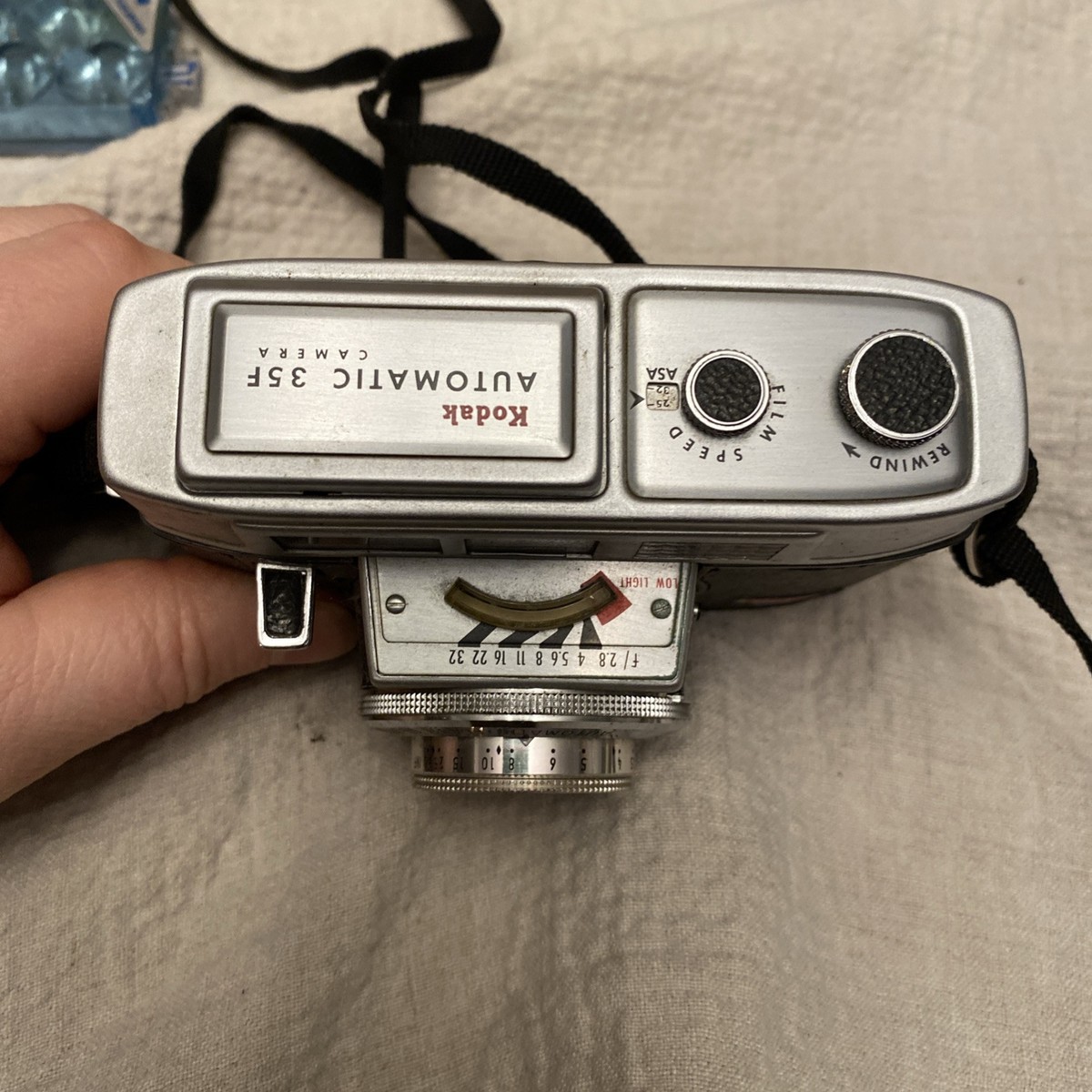 Kodak Automatic 35F Camera With Box And Sylviania Flashbulbs