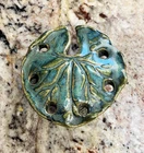 Antique Fulper Art Pottery Water Lily Pad Flower Frog in Green Tones - M. Stangl