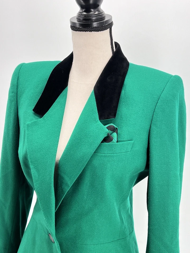 Traje de mujer Kasper for ALS verde EE. UU. 6 / REINO UNIDO 10 falda midi 100 % lana de colección Foto 3 de 4