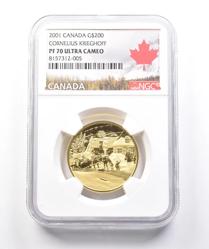 2001 Canada 200 Dollars Gold Cornelius Krieghoff PF70 UCAM NGC *3756