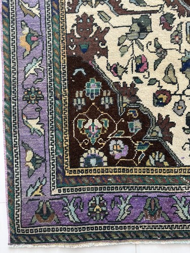 Vintage Oriental Hand Knotted Rug, 4x7 Floral Turkish Oushak Rug, - Picture 8 of 10