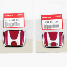 96-00 Honda Civic Ek Jdm Red H Type R - Front Rear Emblem 2pcs Set 92-95 Accord