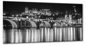 Wleinwand Bild Heidelberg Schloss Und Alte Brucke Bei Nacht Schwarz Weiss Lounge Ebay