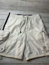 Vintage Abercrombie  Fitch Tugger Board Shorts White and Navy Medium Y2K