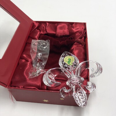 Waterford Lead Crystal Fleur De Lys Clear Ornament Germany 2014 w/ Enhancer.