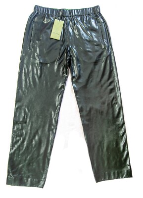 GUCCI 692310 Green Shiny Laminated Mesh Jersey Logo Trouser