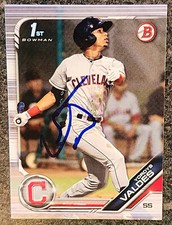 Yordys Valdes Signed IP 2019 Bowman Draft Card #BD-14 Cleveland Guardians!